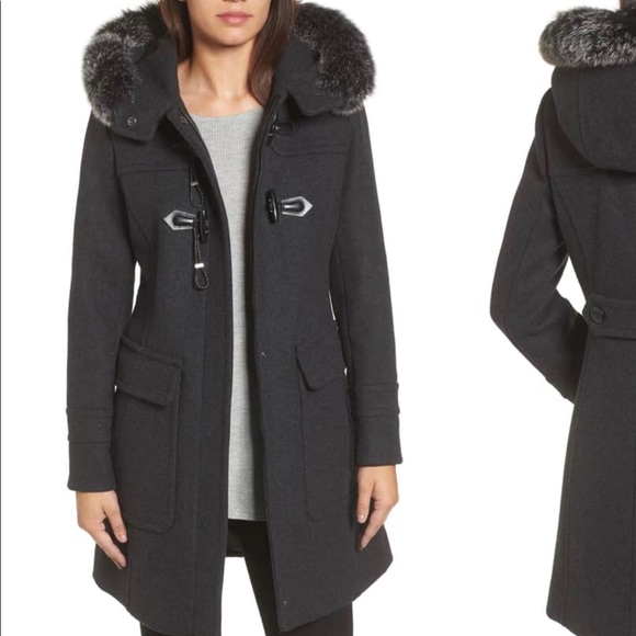 Trina Turk Jackets & Blazers - Trina Turk Connie Duffle Coat with Genuine Fox Fur